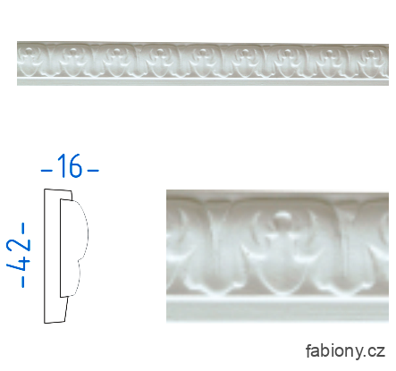 Sádrová lišta s ornamenty LD 76560  42x16mm 