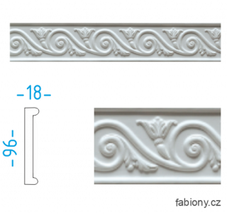 Sádrová lišta s ornamenty LD 40310  96x18 mm /151cm